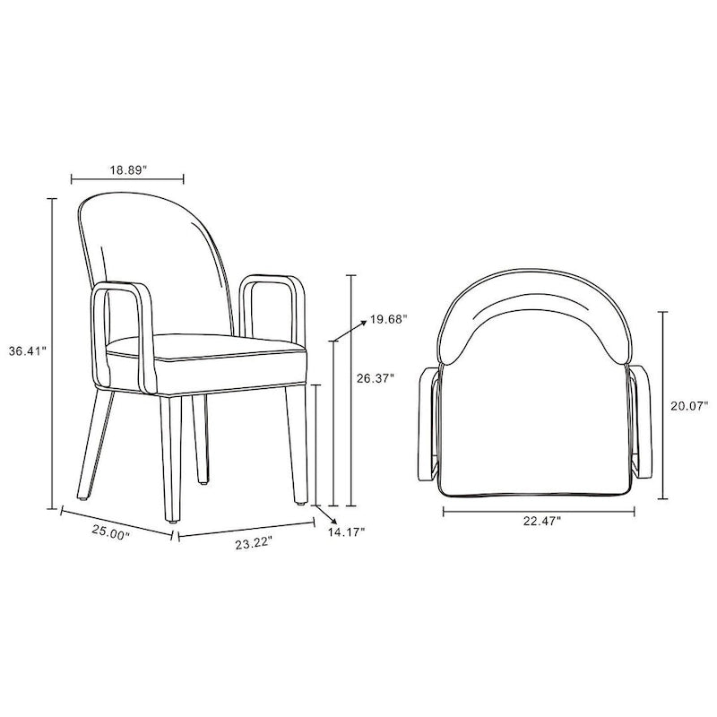 Sedia da Pranzo con Braccioli Imbottita in Similpelle e Velluto Hillman Moderna Manhattan Comfort