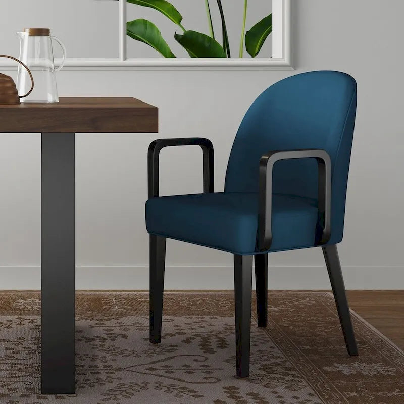 Sedia da Pranzo con Braccioli Imbottita in Similpelle e Velluto Hillman Moderna Manhattan Comfort