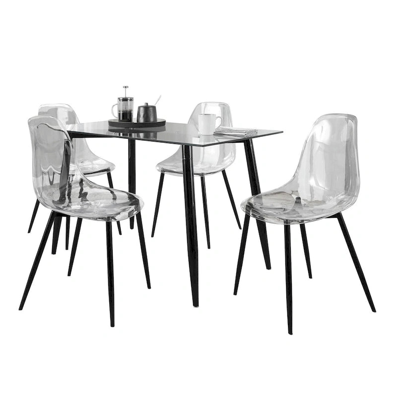 Set da pranzo rettangolare Carson Carrington Barton da 5 pezzi in acrilico trasparente