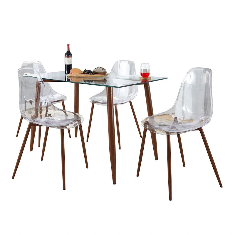Set da pranzo rettangolare Carson Carrington Barton da 5 pezzi in acrilico trasparente