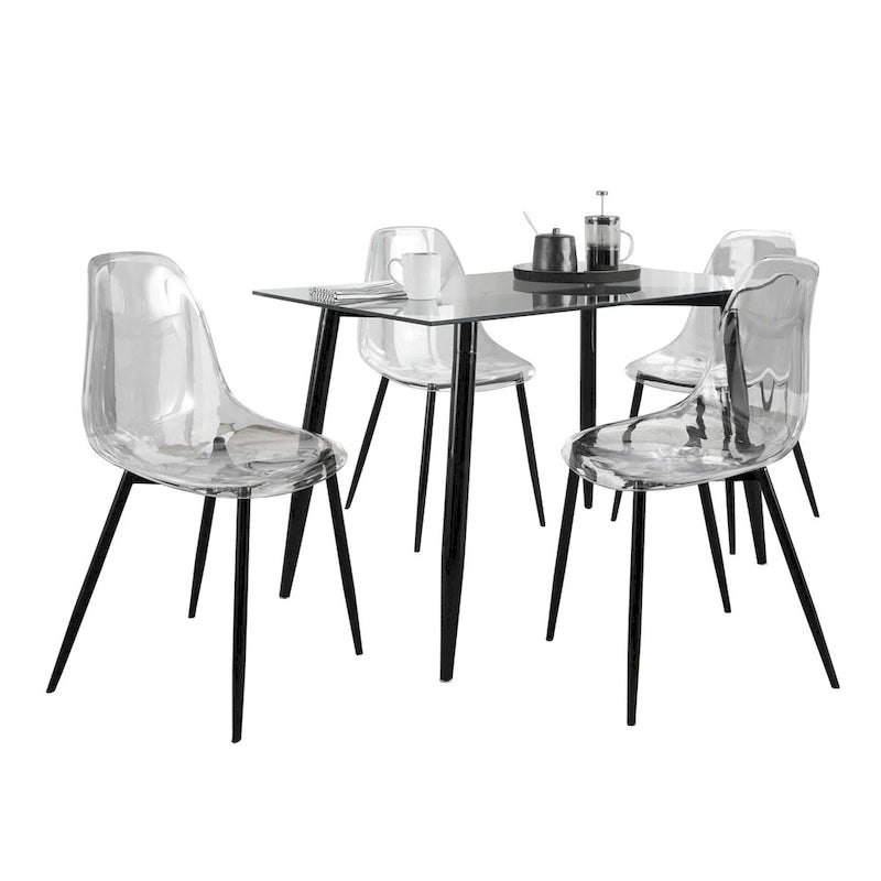 Set da pranzo rettangolare Carson Carrington Barton da 5 pezzi in acrilico trasparente