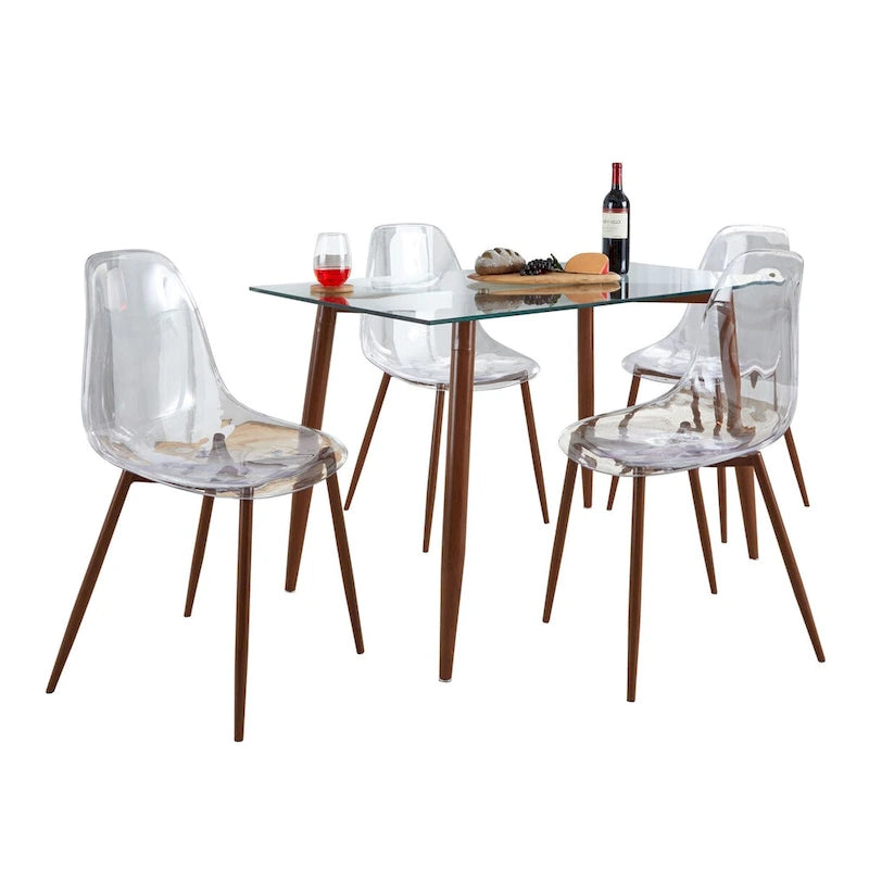 Set da pranzo rettangolare Carson Carrington Barton da 5 pezzi in acrilico trasparente