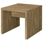 Nette 24 Inch End Table with Rough Hewn Saw Marks, Wood, Natural Brown