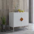 Credenza a 2 ante con maniglia quadrata in legno massiccio