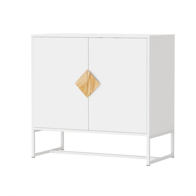 Credenza a 2 ante con maniglia quadrata in legno massiccio