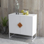 Credenza a 2 ante con maniglia quadrata in legno massiccio
