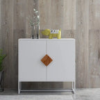 Credenza a 2 ante con maniglia quadrata in legno massiccio