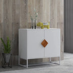 Credenza a 2 ante con maniglia quadrata in legno massiccio