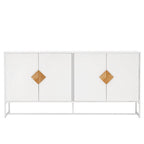 Credenza a 2 ante con maniglia quadrata in legno massiccio