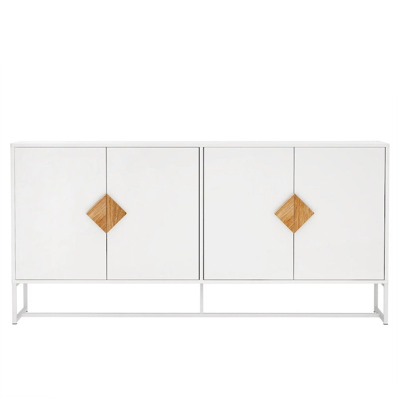 Credenza a 2 ante con maniglia quadrata in legno massiccio