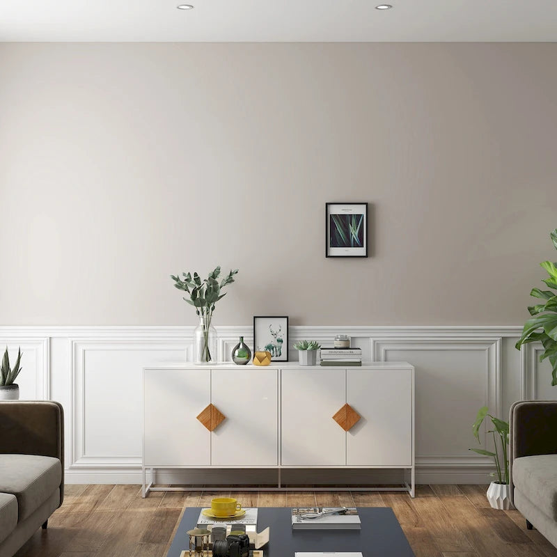 Credenza a 2 ante con maniglia quadrata in legno massiccio