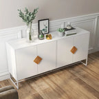 Credenza a 2 ante con maniglia quadrata in legno massiccio