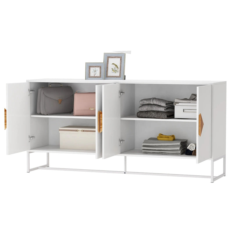Credenza a 2 ante con maniglia quadrata in legno massiccio