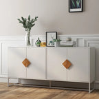 Credenza a 2 ante con maniglia quadrata in legno massiccio