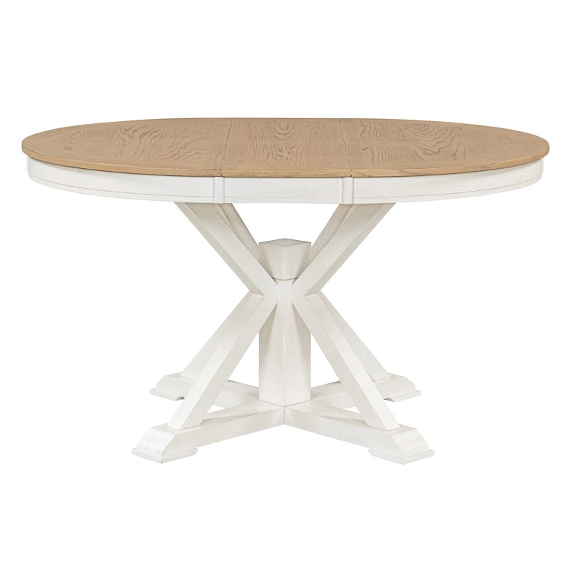 Tavolo da pranzo retrò funzionale allungabile con prolunga da 30 cm per sala da pranzo