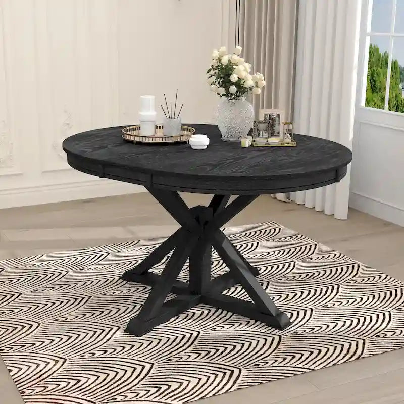Tavolo da pranzo retrò funzionale allungabile con prolunga da 30 cm per sala da pranzo