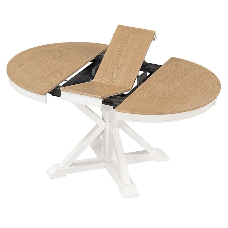 Retro Functional Extendable Dining Table with a 12 Leaf for Dining Room