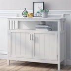 White Storage Cabinet with 2 Doors and Open Shelf