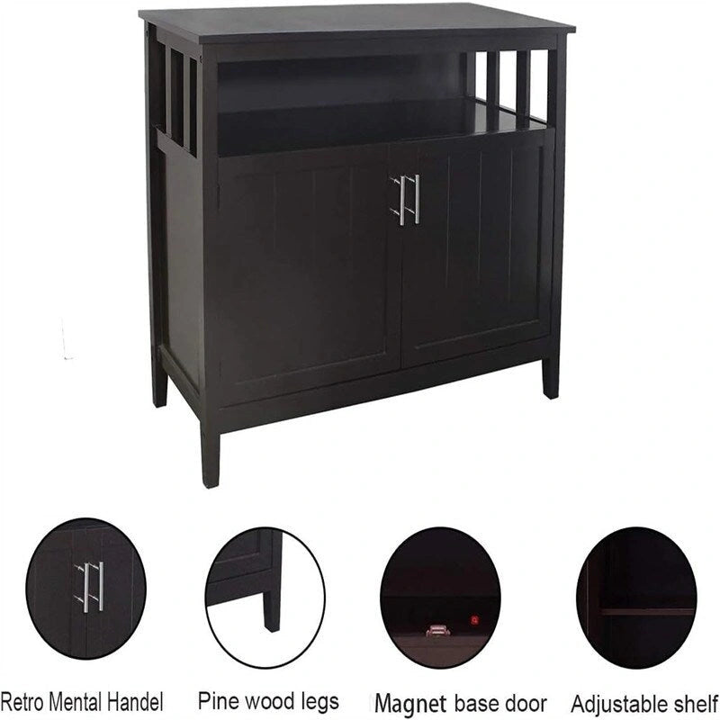White Storage Cabinet with 2 Doors and Open Shelf