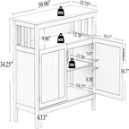 White Storage Cabinet with 2 Doors and Open Shelf