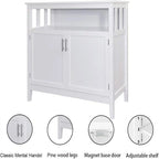 White Storage Cabinet with 2 Doors and Open Shelf