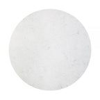 Jerry 54 Inch Dining Table, Round Faux Marble Top, Black Pedestal Base