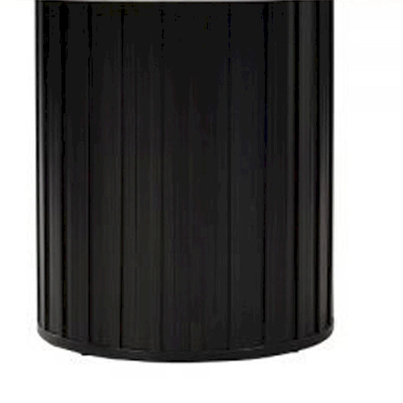 Jerry 54 Inch Dining Table, Round Faux Marble Top, Black Pedestal Base