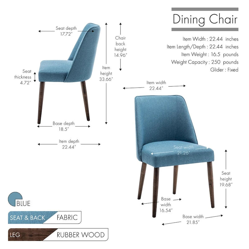 Porthos Home Nev Fabric Dining Chairs with Wooden Legs, Set of 2