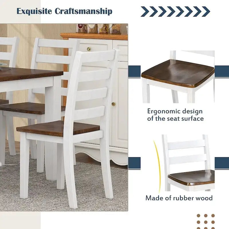 60 Farmhouse Rectangular Dining Table with 4 Upholstered Chairs and Bench