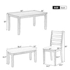60 Farmhouse Rectangular Dining Table with 4 Upholstered Chairs and Bench