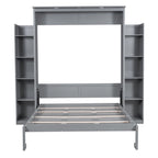 Nestfair Queen Size Murphy Bed Wall Bed with Shelves and LED Lights