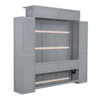 Nestfair Queen Size Murphy Bed Wall Bed with Shelves and LED Lights