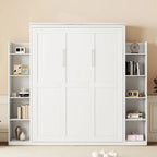 Nestfair Queen Size Murphy Bed Wall Bed with Shelves and LED Lights