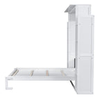 Nestfair Queen Size Murphy Bed Wall Bed with Shelves and LED Lights
