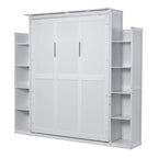 Nestfair Queen Size Murphy Bed Wall Bed with Shelves and LED Lights