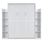 Nestfair Queen Size Murphy Bed Wall Bed with Shelves and LED Lights
