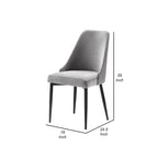 Gene 19 Inch Side Dining Chairs Set of 2, Tall Curved Back, Gray Velvet, Black Metal
