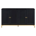Black & Light Grey 4-Door Sideboard with Faux Marble Top - 59.3 Inch