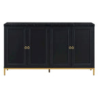 Black & Light Grey 4-Door Sideboard with Faux Marble Top - 59.3 Inch