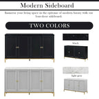 Black & Light Grey 4-Door Sideboard with Faux Marble Top - 59.3 Inch