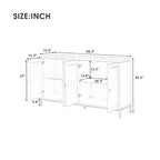 Black & Light Grey 4-Door Sideboard with Faux Marble Top - 59.3 Inch