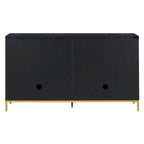 Black & Light Grey 4-Door Sideboard with Faux Marble Top - 59.3 Inch