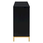 Black & Light Grey 4-Door Sideboard with Faux Marble Top - 59.3 Inch