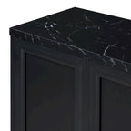Black & Light Grey 4-Door Sideboard with Faux Marble Top - 59.3 Inch