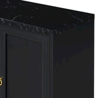 Black & Light Grey 4-Door Sideboard with Faux Marble Top - 59.3 Inch