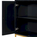 Black & Light Grey 4-Door Sideboard with Faux Marble Top - 59.3 Inch