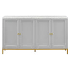 Black & Light Grey 4-Door Sideboard with Faux Marble Top - 59.3 Inch