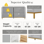 Black & Light Grey 4-Door Sideboard with Faux Marble Top - 59.3 Inch