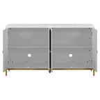 Black & Light Grey 4-Door Sideboard with Faux Marble Top - 59.3 Inch