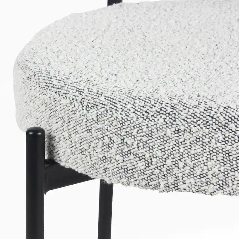 Modern Round Boucle Dining Chairs, Set Of 2